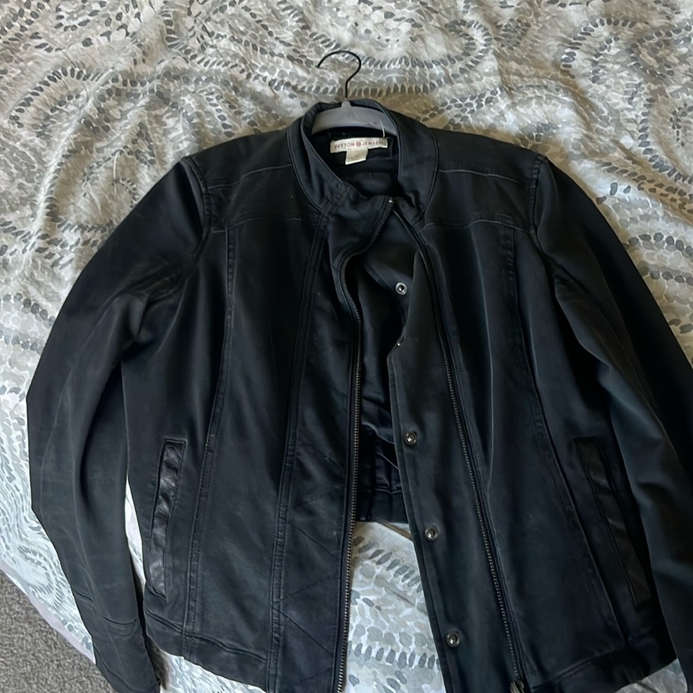 Evereve Peyton Jensen charcoal/black moto jacket. Medium